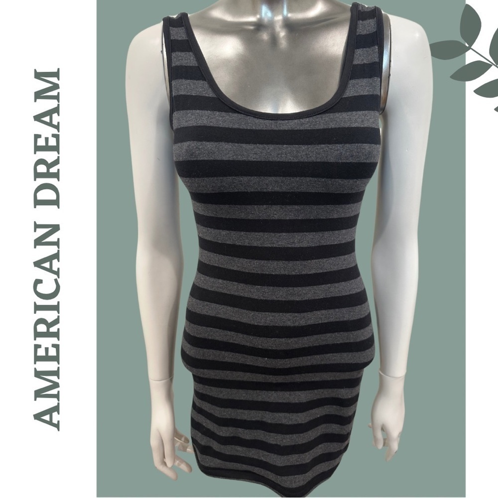 🛍️ American Dream Scoop Neck Mini Dress | Stretchy Stripe Knit  | Small